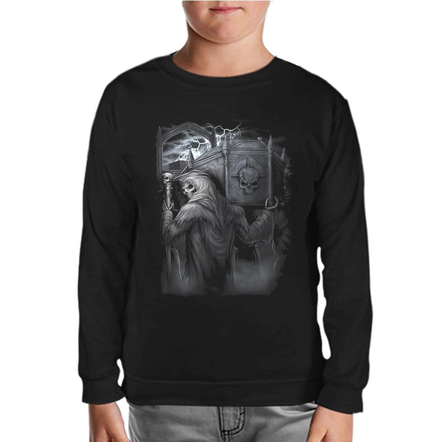 Skull - Coffin Black Kids Sweatshirt
