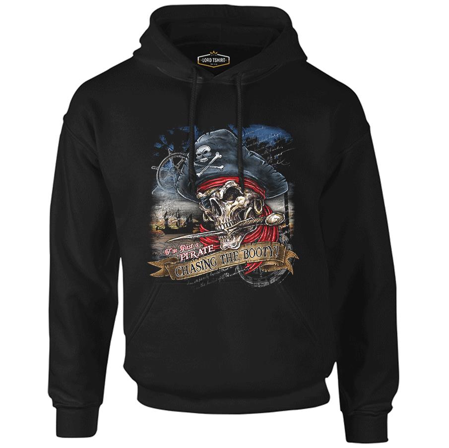 Skull - Pirate Black Men's Zipperless Hoodie