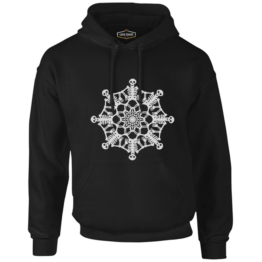 Skull Mandala Black Men's Zipperless Hoodie 