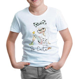 Bird Cat Little Girl White Children's Tshirt