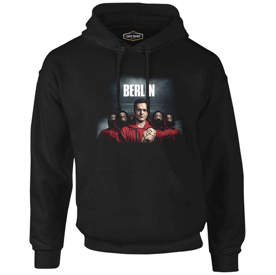 La Casa De Papel - Berlin Red Black Men's Zipperless Hoodie