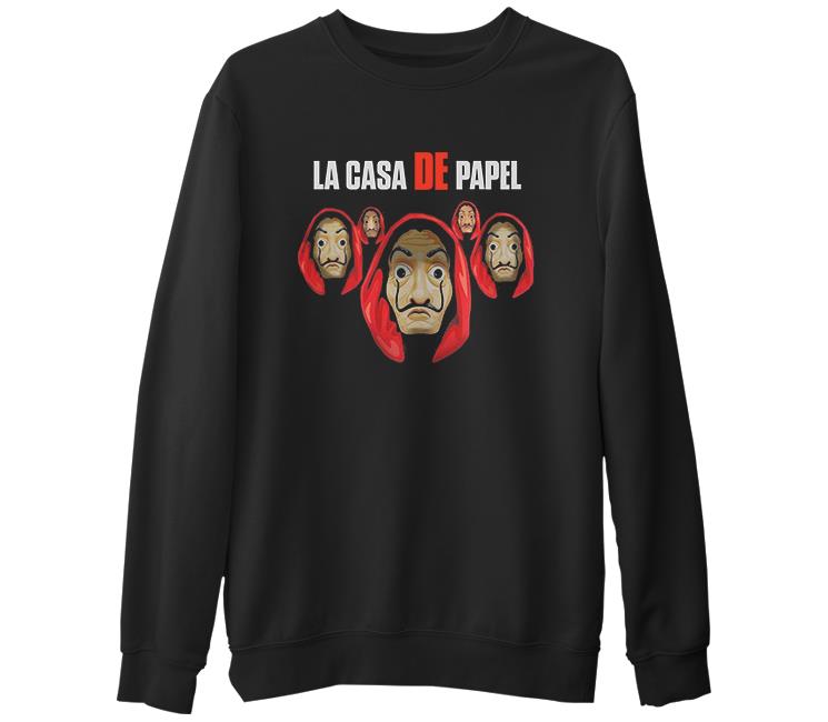 La Casa De Papel - Dali Siyah Erkek Kalın Sweatshirt