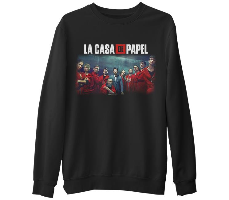 La Casa De Papel - All Siyah Erkek Kalın Sweatshirt