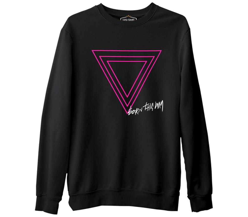 Lady Gaga - Born this Way Logo  Siyah Erkek Kalın Sweatshirt