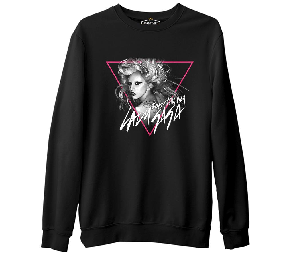 Lady Gaga - Born this Way  Siyah Erkek Kalın Sweatshirt