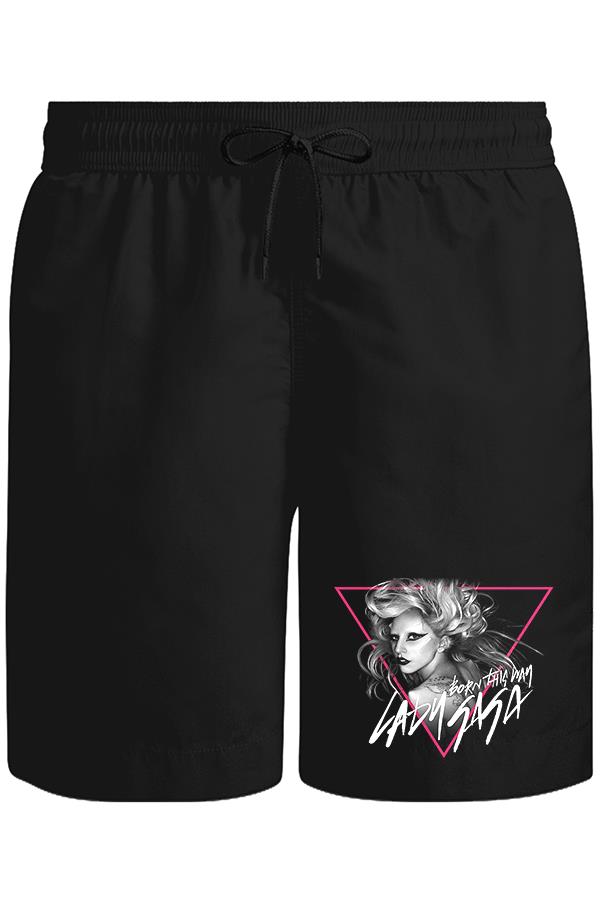 Lady Gaga - Born this Way Unisex Siyah Şort