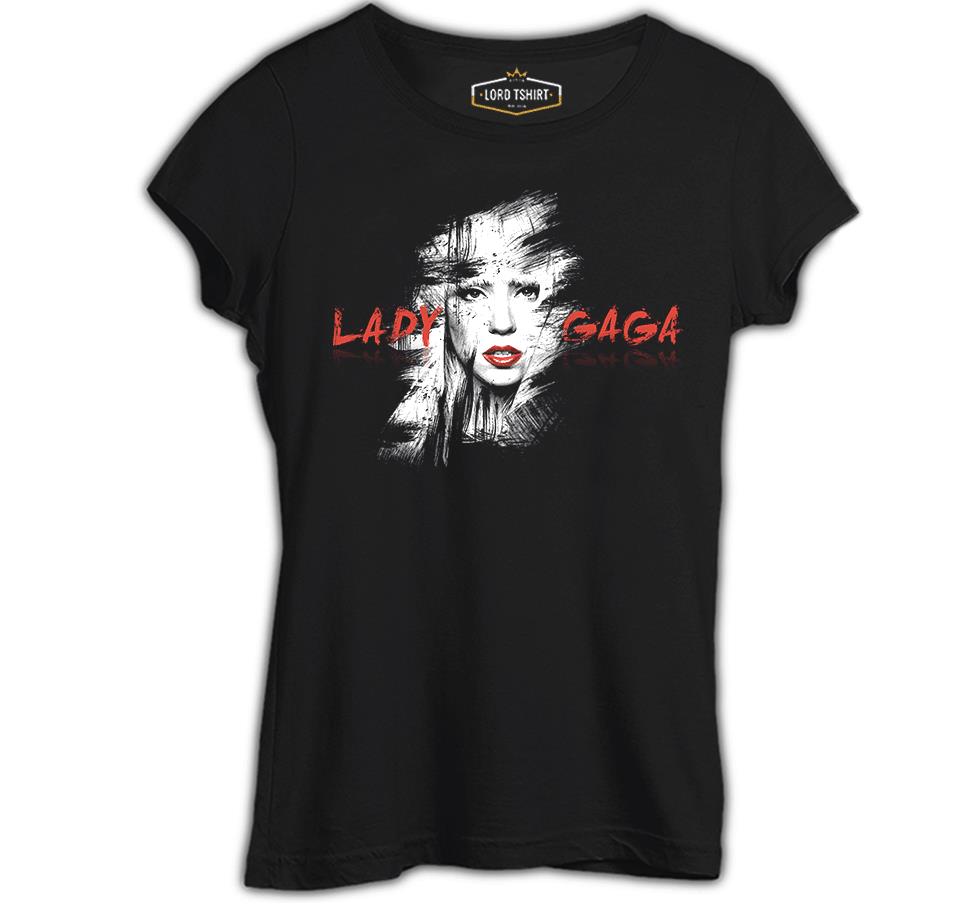 Lady Gaga - Face Siyah Kadın Tshirt