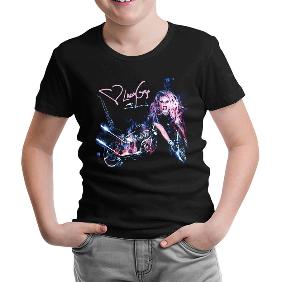 Lady Gaga - Motorcycle Black Kids Tshirt