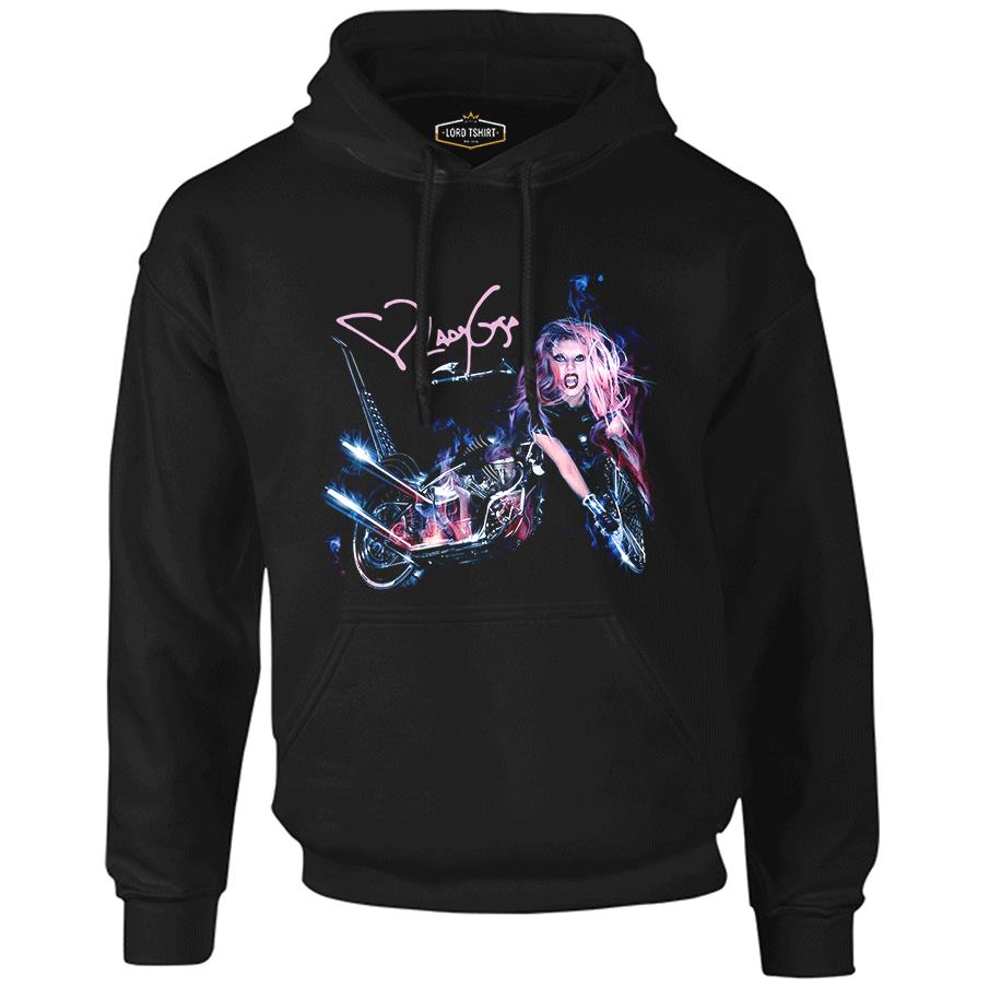 Lady Gaga - Motorcycle Black Men's Zipperless Hoodie
