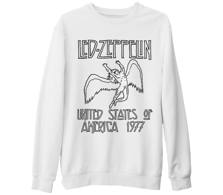 Led Zeppelin - 1977 Beyaz Kalın Sweatshirt