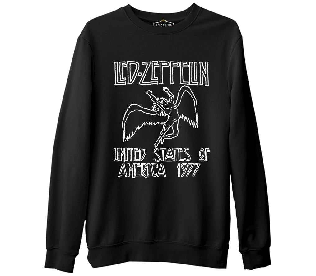 Led Zeppelin - 1977  Siyah Erkek Kalın Sweatshirt