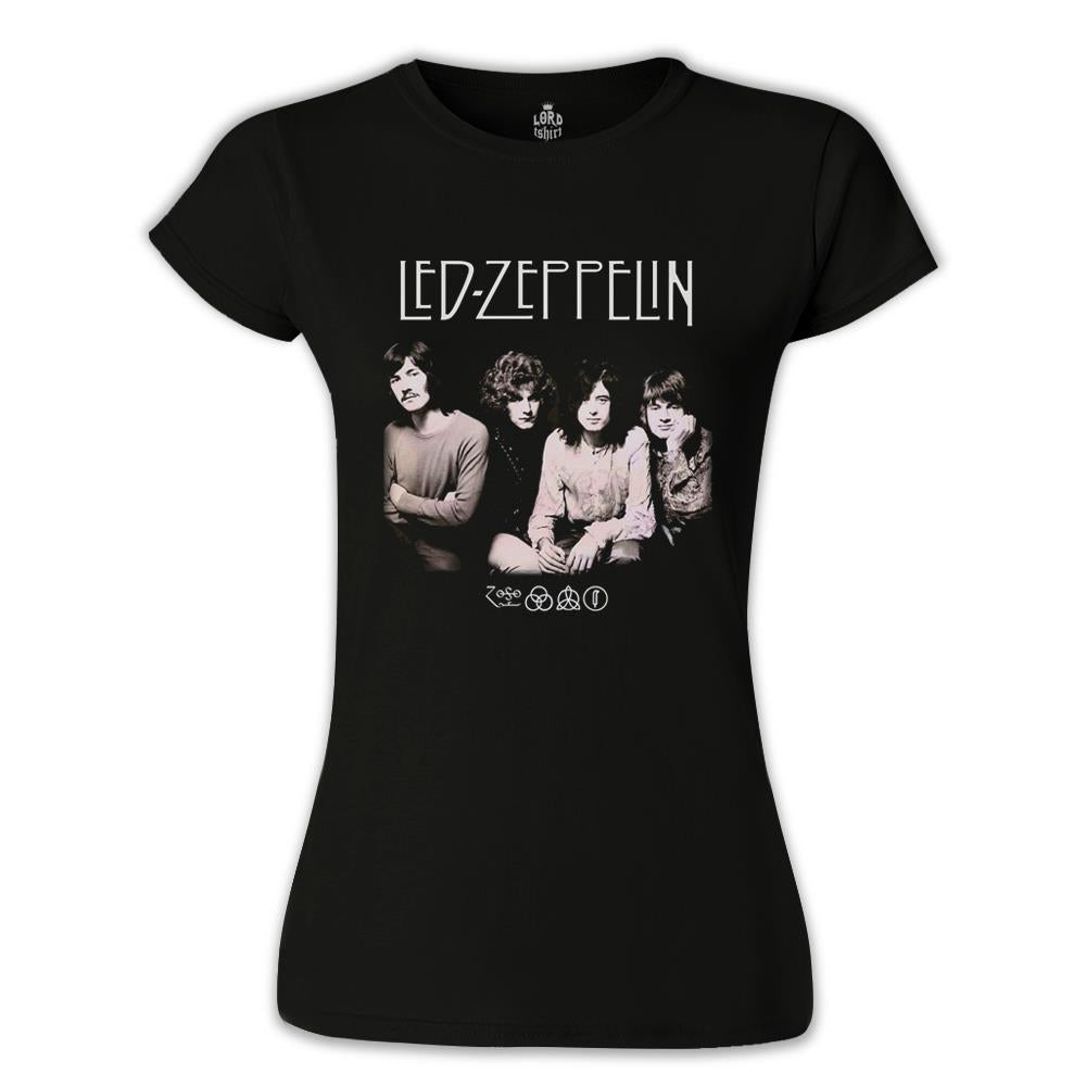 Led Zeppelin - Grup Siyah Kadın Tshirt