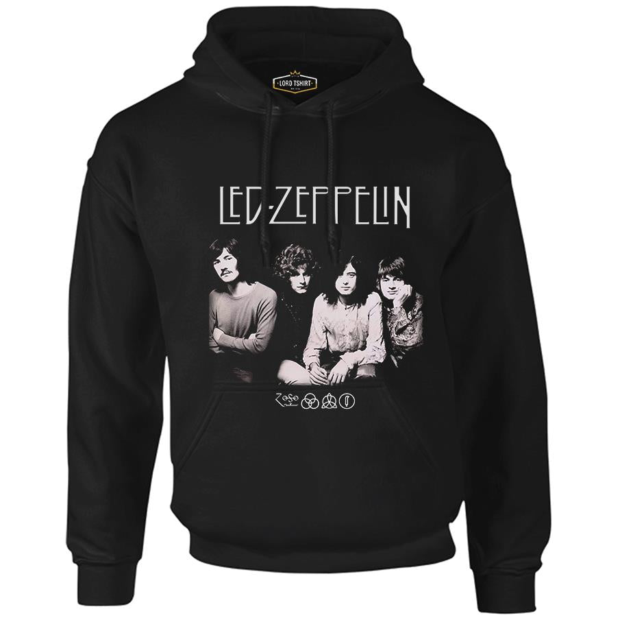 Led Zeppelin - Grup Siyah Erkek Fermuarsız Kapşonlu