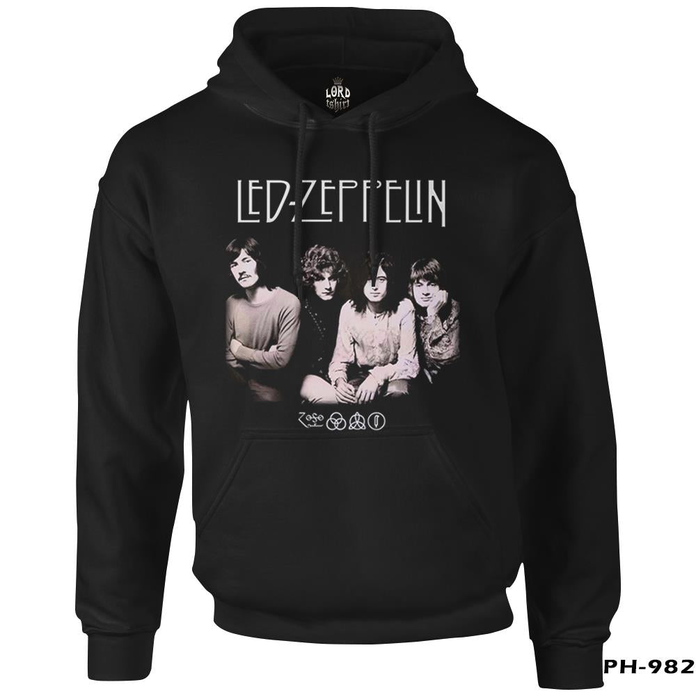 Led Zeppelin - Grup Siyah Erkek Fermuarsız Kapşonlu