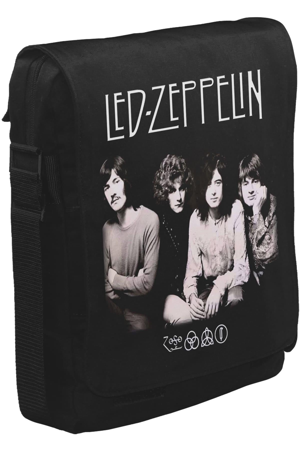 Led Zeppelin - Grup Unisex Siyah Postacı Çanta
