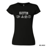 Led Zeppelin Logo Siyah Kadın Tshirt