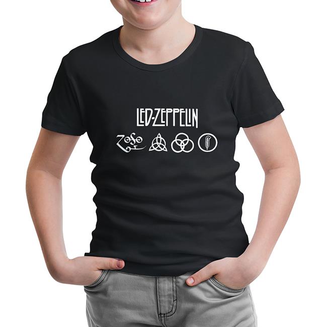 Led Zeppelin Logo Black Kids Tshirt