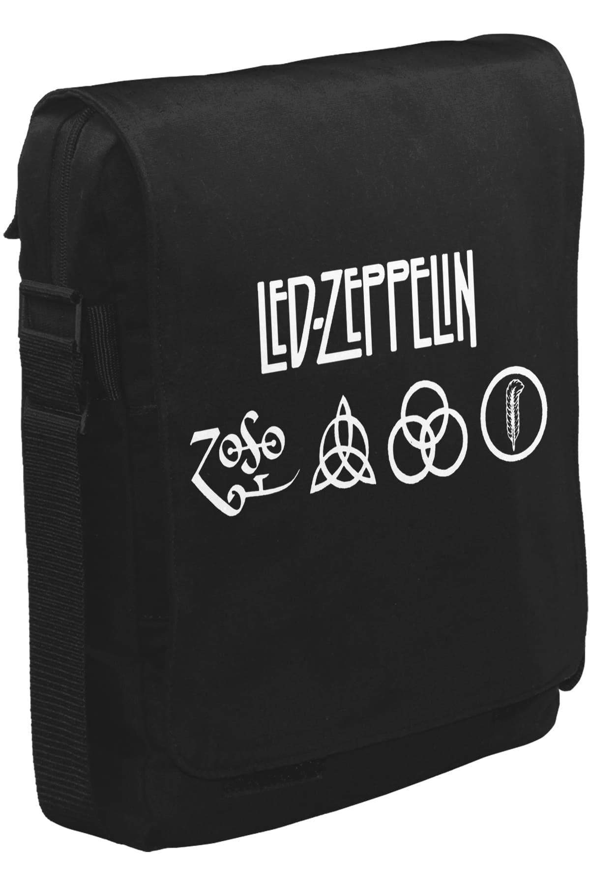 Led Zeppelin Logo Unisex Siyah Postacı Çanta