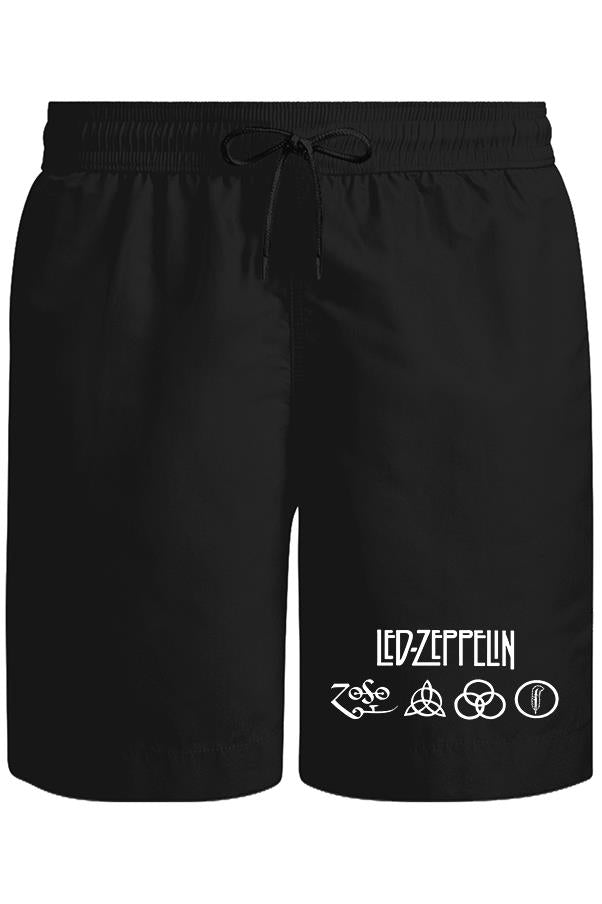 Led Zeppelin Logo Unisex Siyah Şort