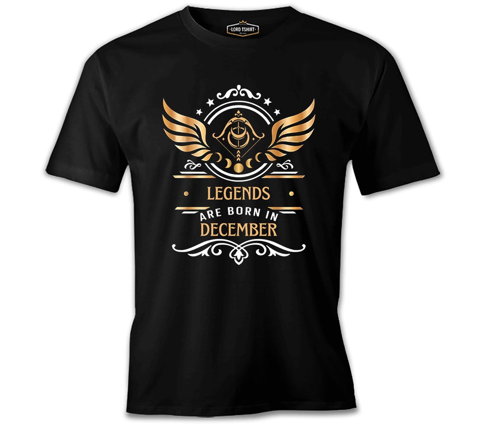 Legends are Born in December - Sagittarius Yay Burcu Siyah Erkek Tshirt