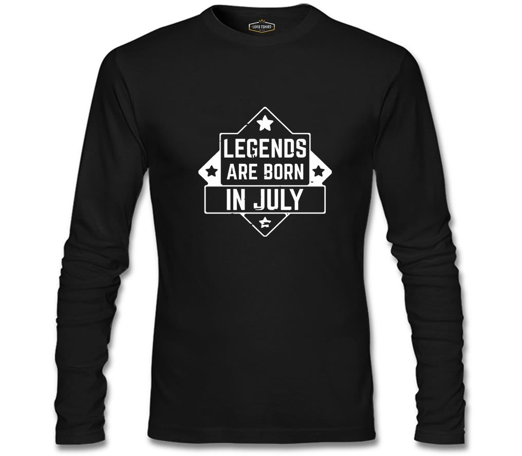 Legends are Born in July - Stars Siyah Erkek Sweatshirt