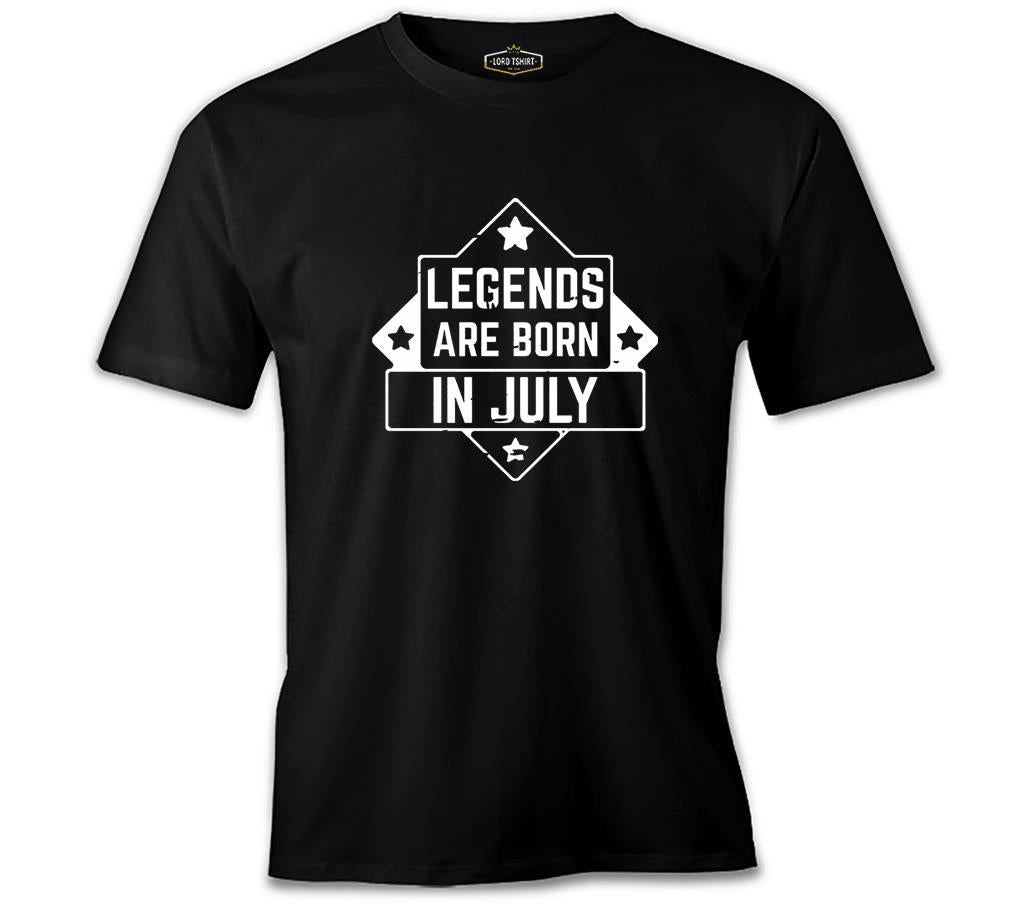Legends are Born in July - Stars Siyah Erkek Tshirt