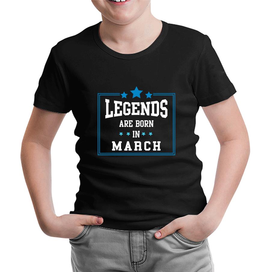 Legends Born in March Siyah Çocuk Tshirt