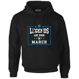 Legends Born in March Black Men's Zipperless Hoodie