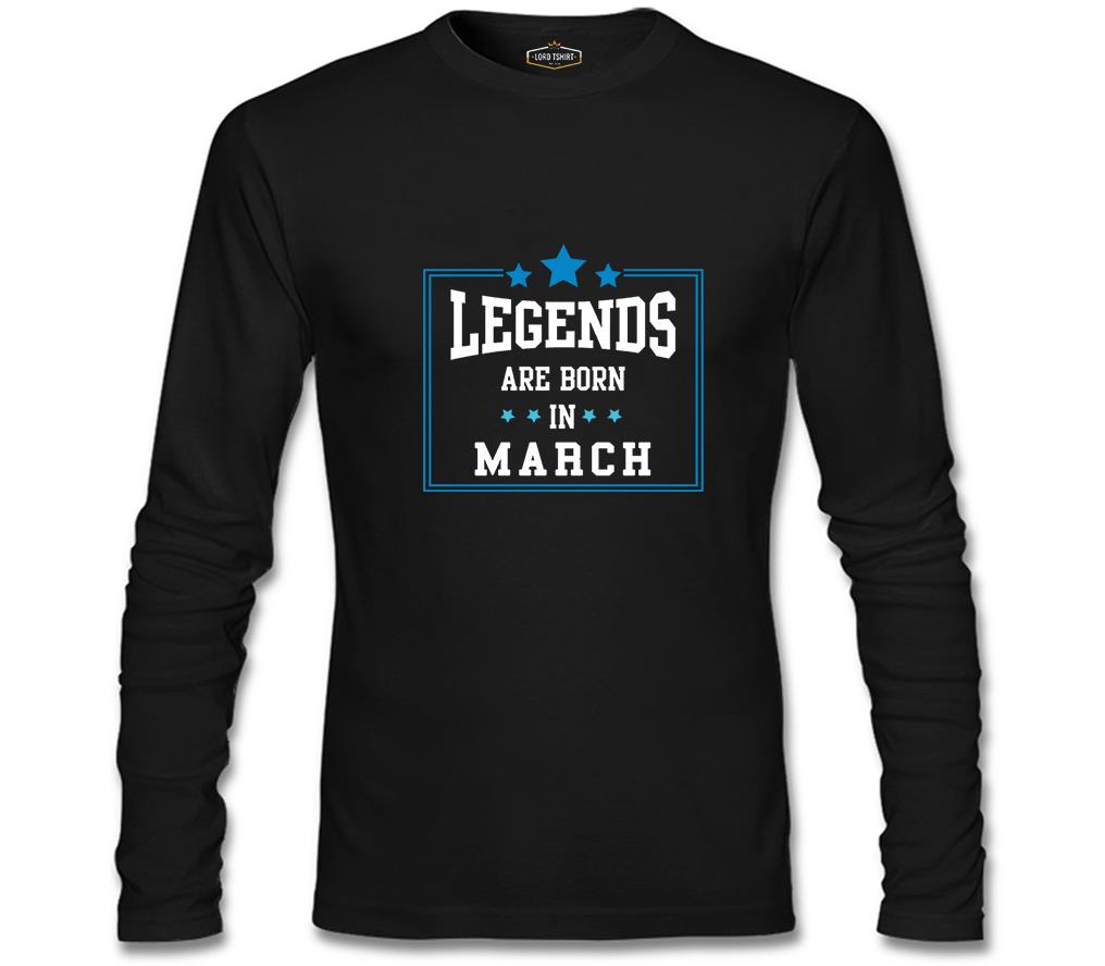 Legends Born in March Siyah Erkek Sweatshirt
