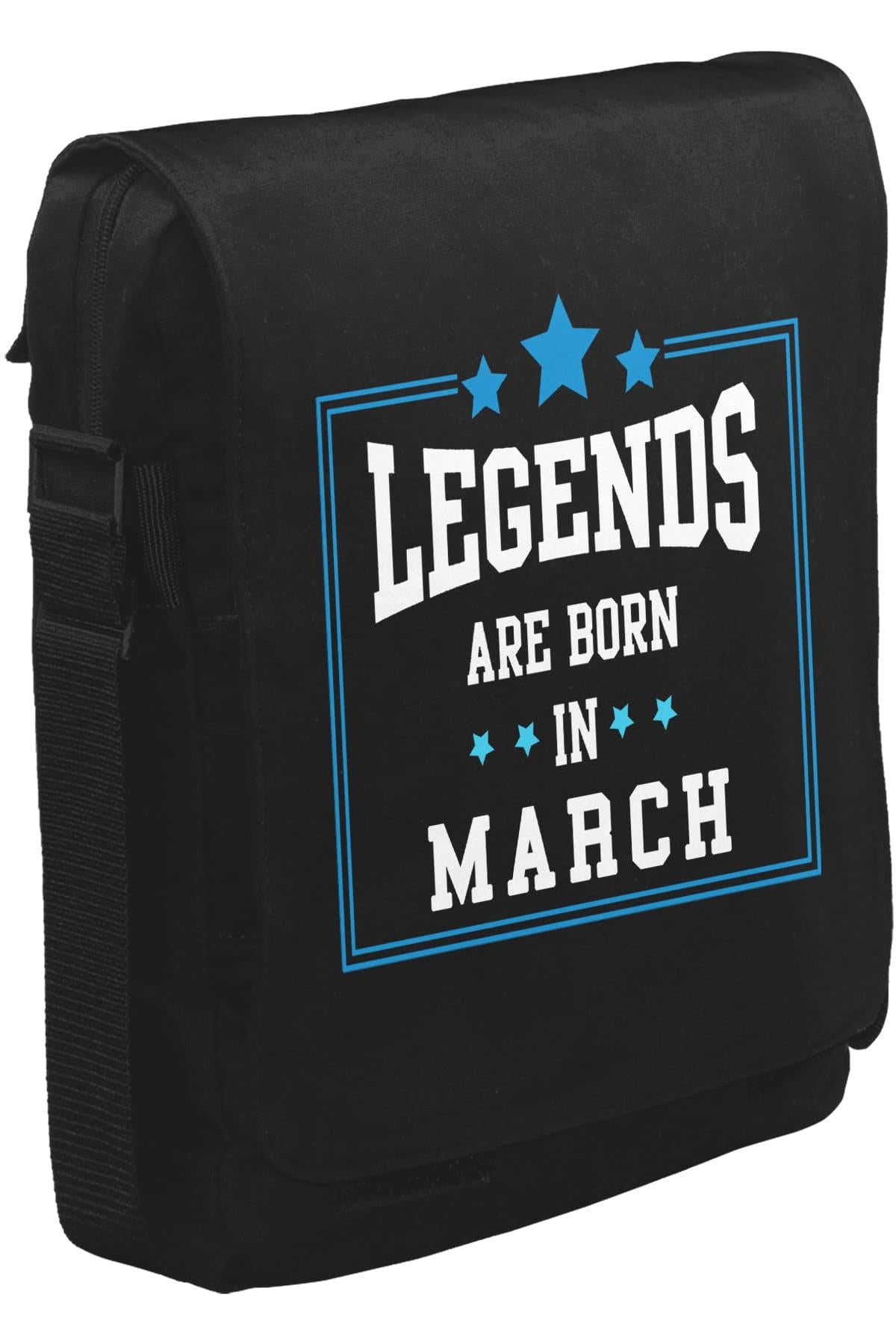 Legends Born in March Unisex Siyah Postacı Çanta