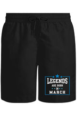 Legends Born in March Unisex Siyah Şort
