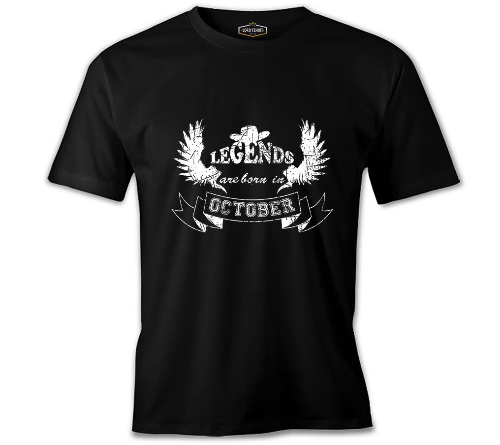 Legends Born in October - Hat Siyah Erkek Tshirt