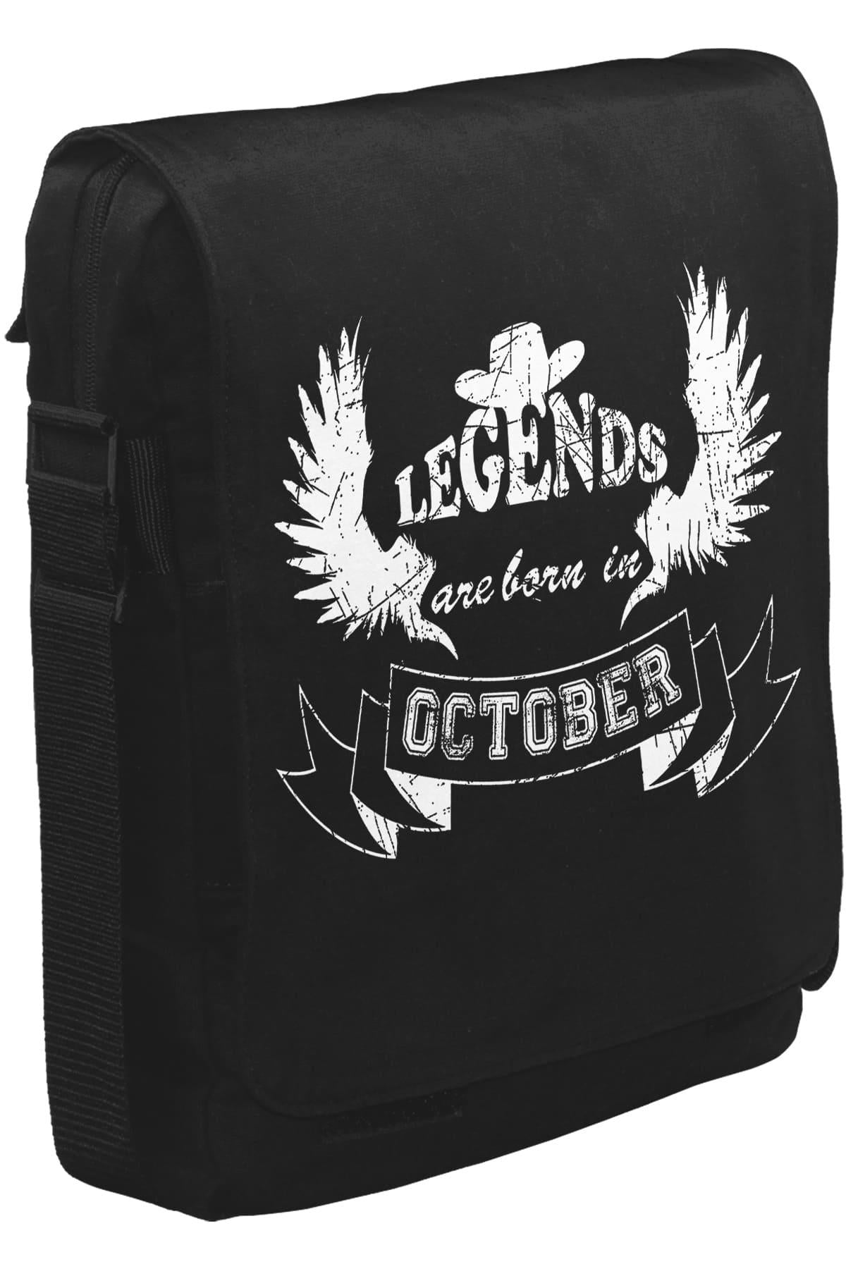 Legends Born in October - Hat Unisex Siyah Postacı Çanta