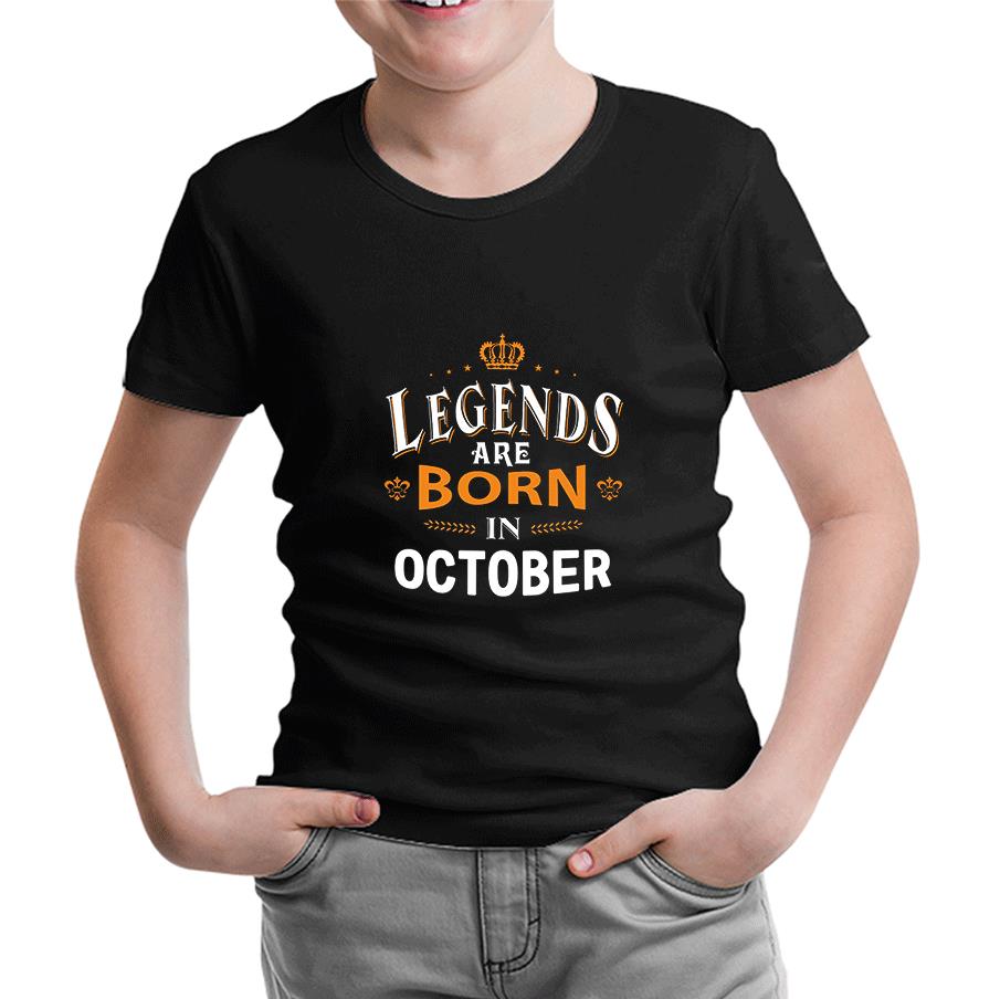 Legends Born in October - King Black Kids Tshirt