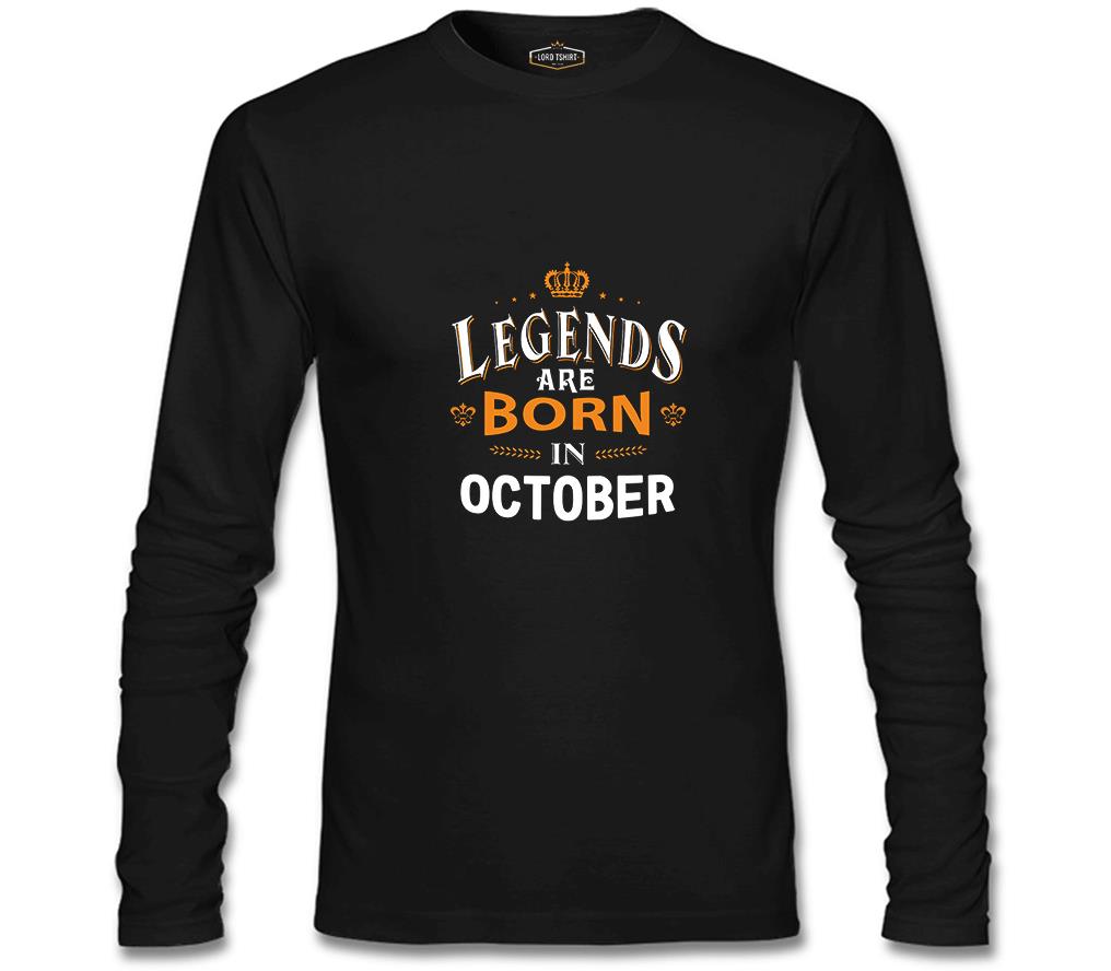 Legends Born in October - King Siyah Erkek Sweatshirt
