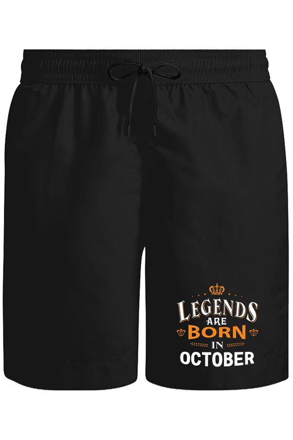 Legends Born in October - King Unisex Siyah Şort