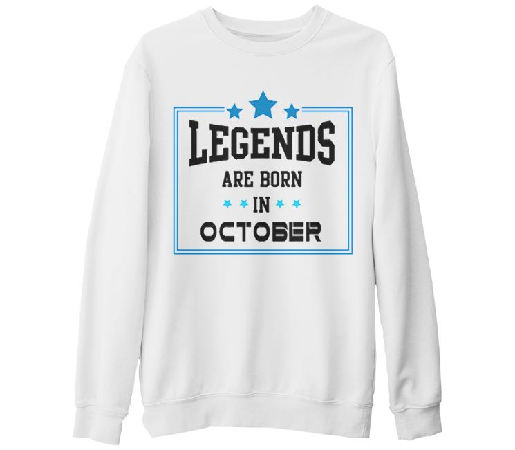 Legends Born in October - Star Beyaz Kalın Sweatshirt