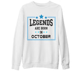 Legends Born in October - Star Beyaz Kalın Sweatshirt