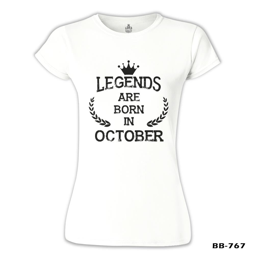 Legends Born in October - Vintage Beyaz Kadın Tshirt