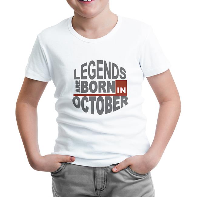 Legends Born in October - Wave Beyaz Çocuk Tshirt