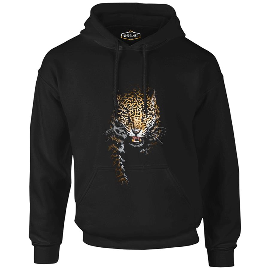 Leopard Black Men's Zipperless Hoodie