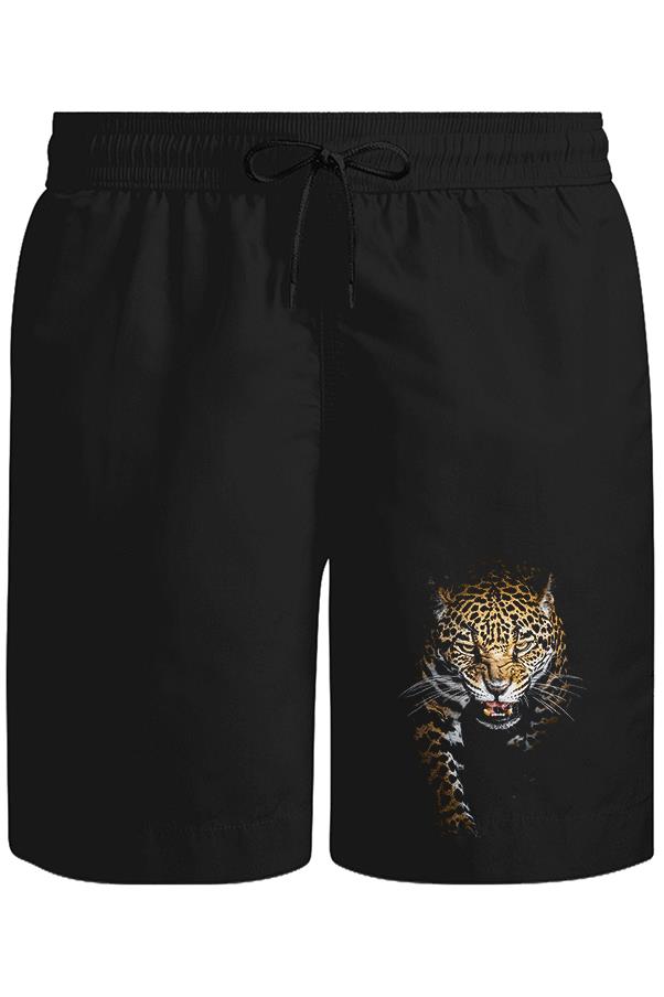 Leopar Unisex Siyah Şort