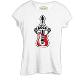 Let's Rock Red Guitar Beyaz Kadın Tshirt