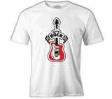 Let's Rock Red Guitar Beyaz Erkek Tshirt