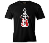 Let's Rock Red Guitar Black Men's Tshirt
