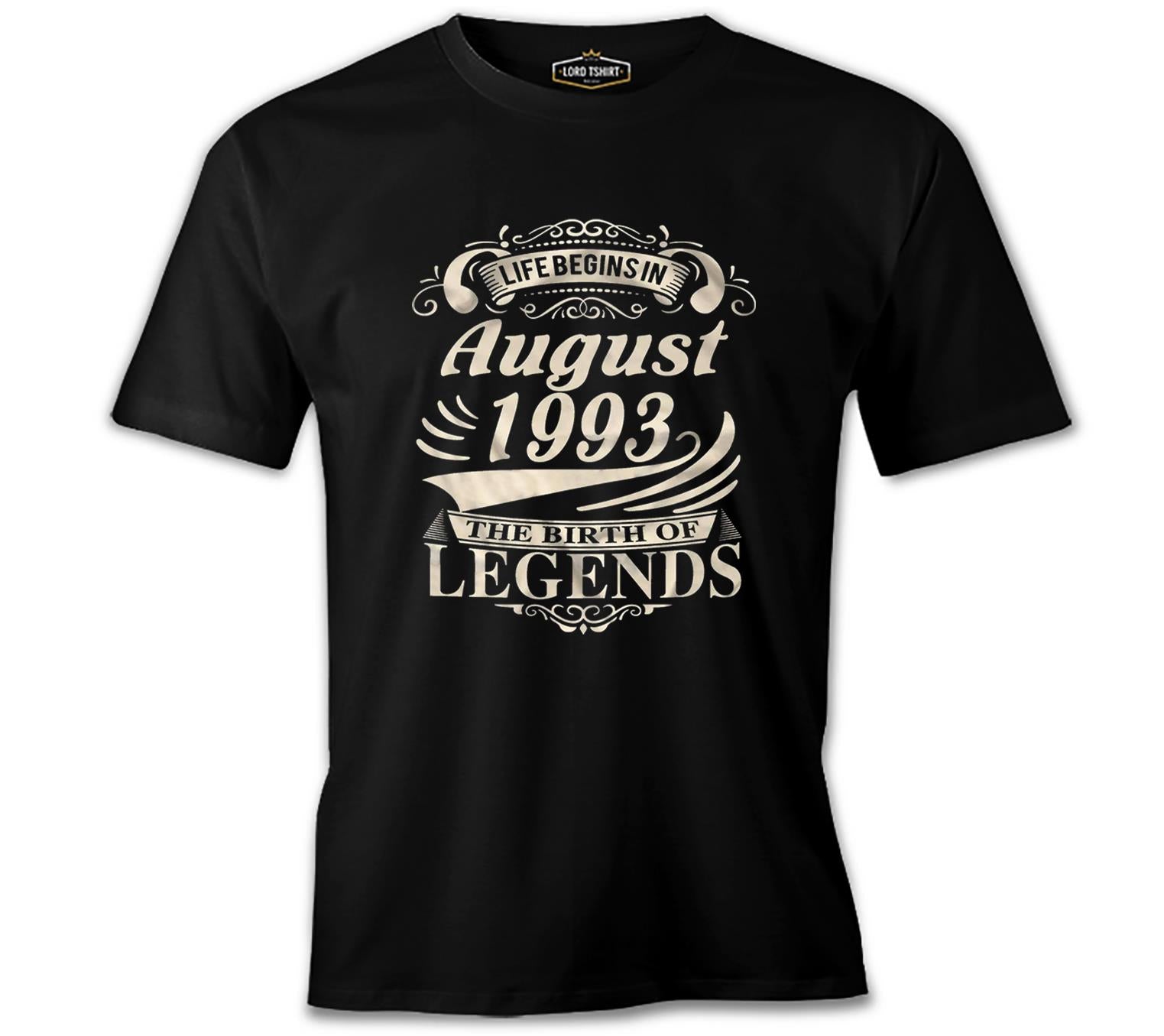 Life Begins in August 1993 Siyah Erkek Tshirt