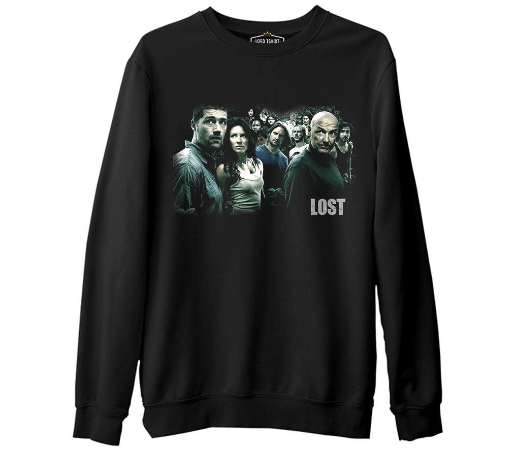 Lost  Siyah Erkek Kalın Sweatshirt