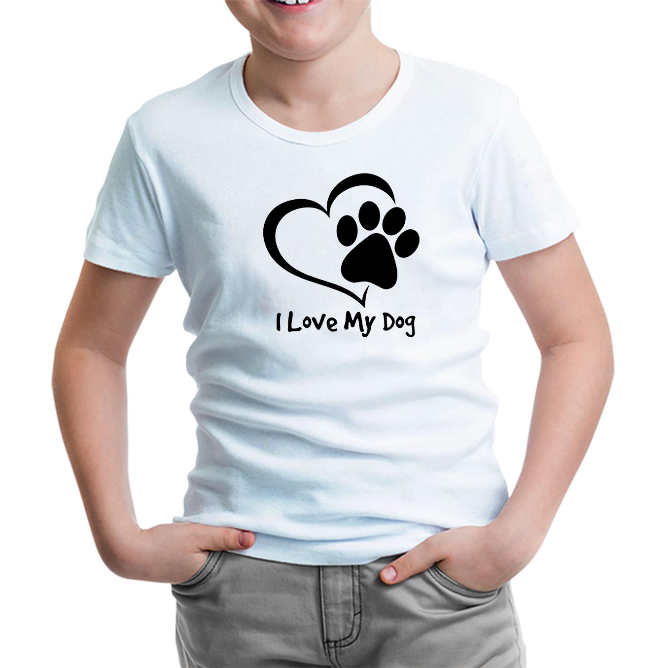 Love my Dog Beyaz Çocuk Tshirt