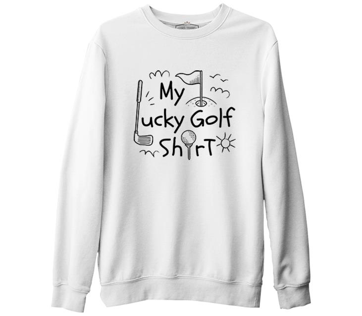 Lucky Golf Tshirt Beyaz Erkek Kalın Sweatshirt