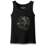 Magical Cat in Space with the Moon and Planets Siyah Erkek Atlet